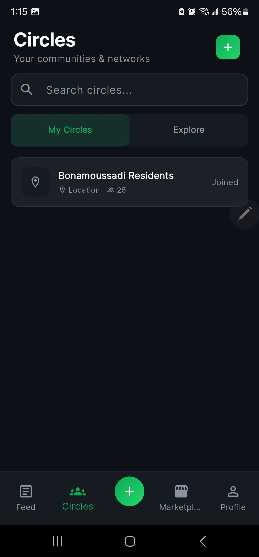 My Circles: joined neighborhood communities with member counts