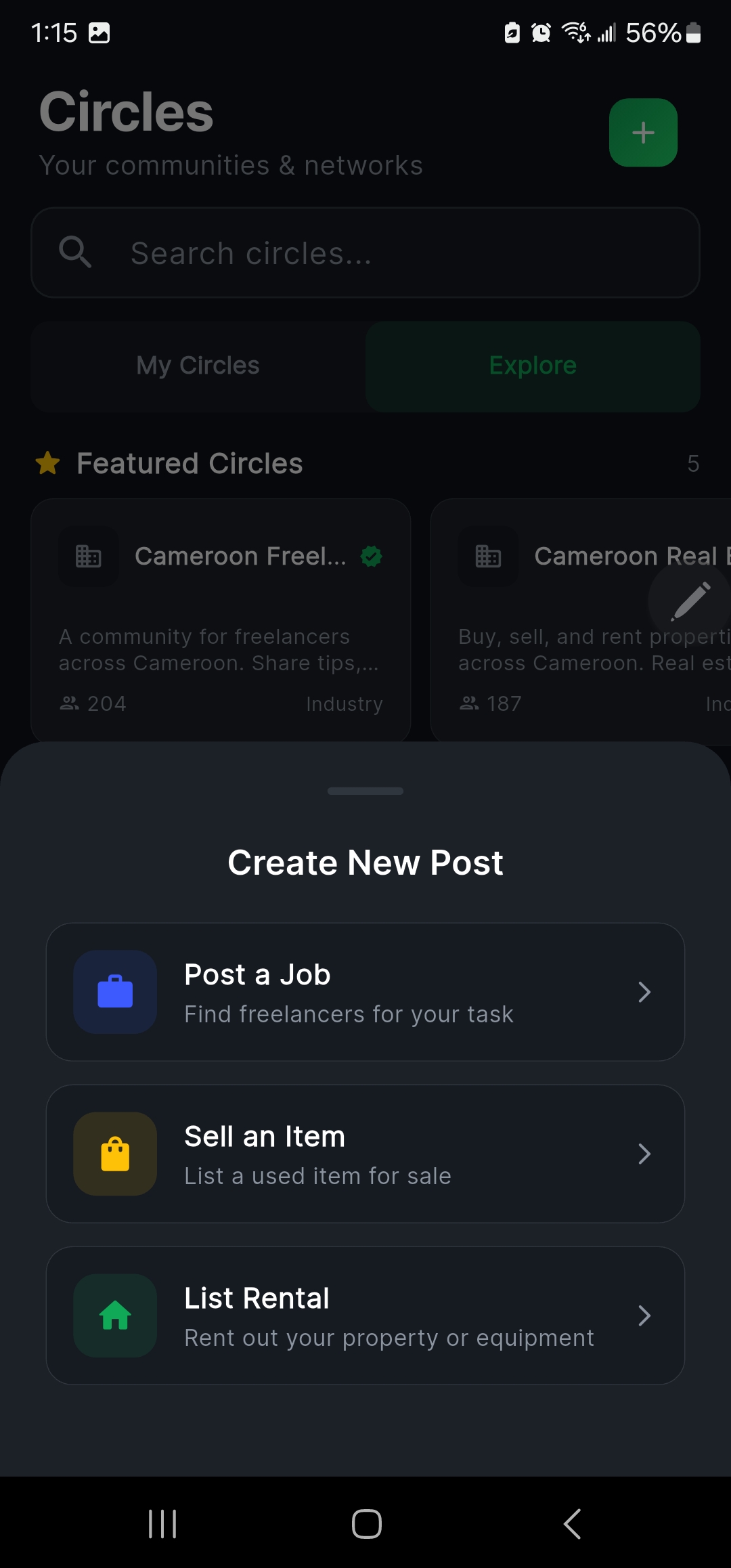 Create a post: job offers, item sales, and rental listings