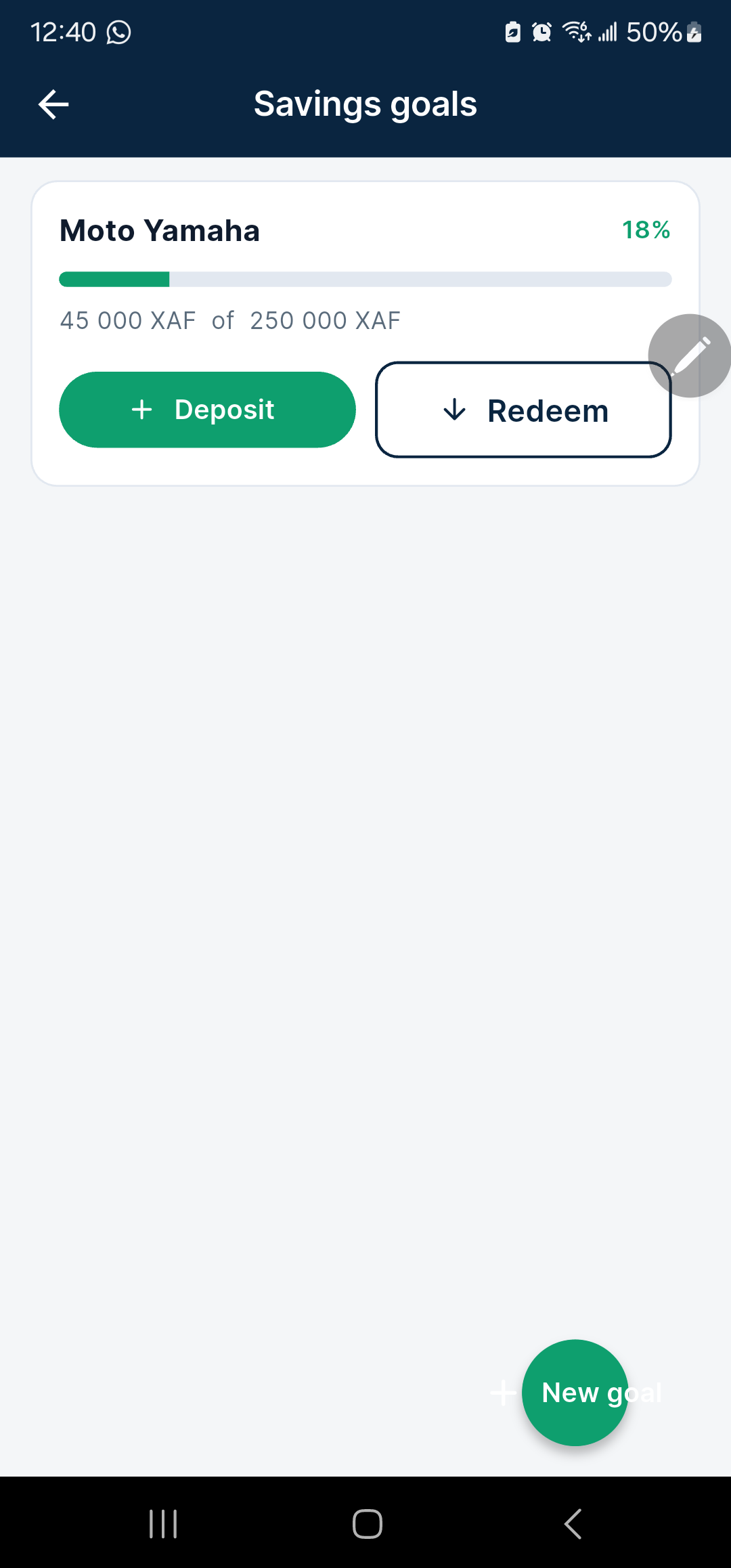 Savings goals with automated contributions in the mobile app